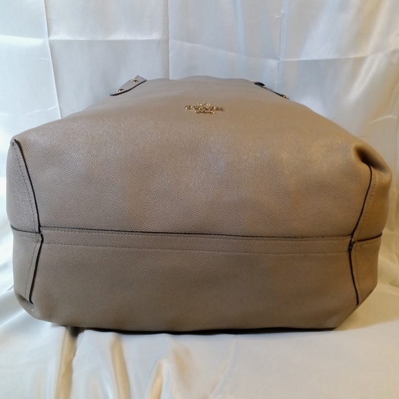 Coach Dark Brown & Cream Reversible Leather Suede Large Market Tote Bag Purse - Picture 10 of 14